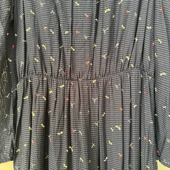 NWT Joie Ruffle Maxi Dress, Puff Sleeves, Tiered Skirt, Dragonfly Print, Sz L - Picture 12 of 15